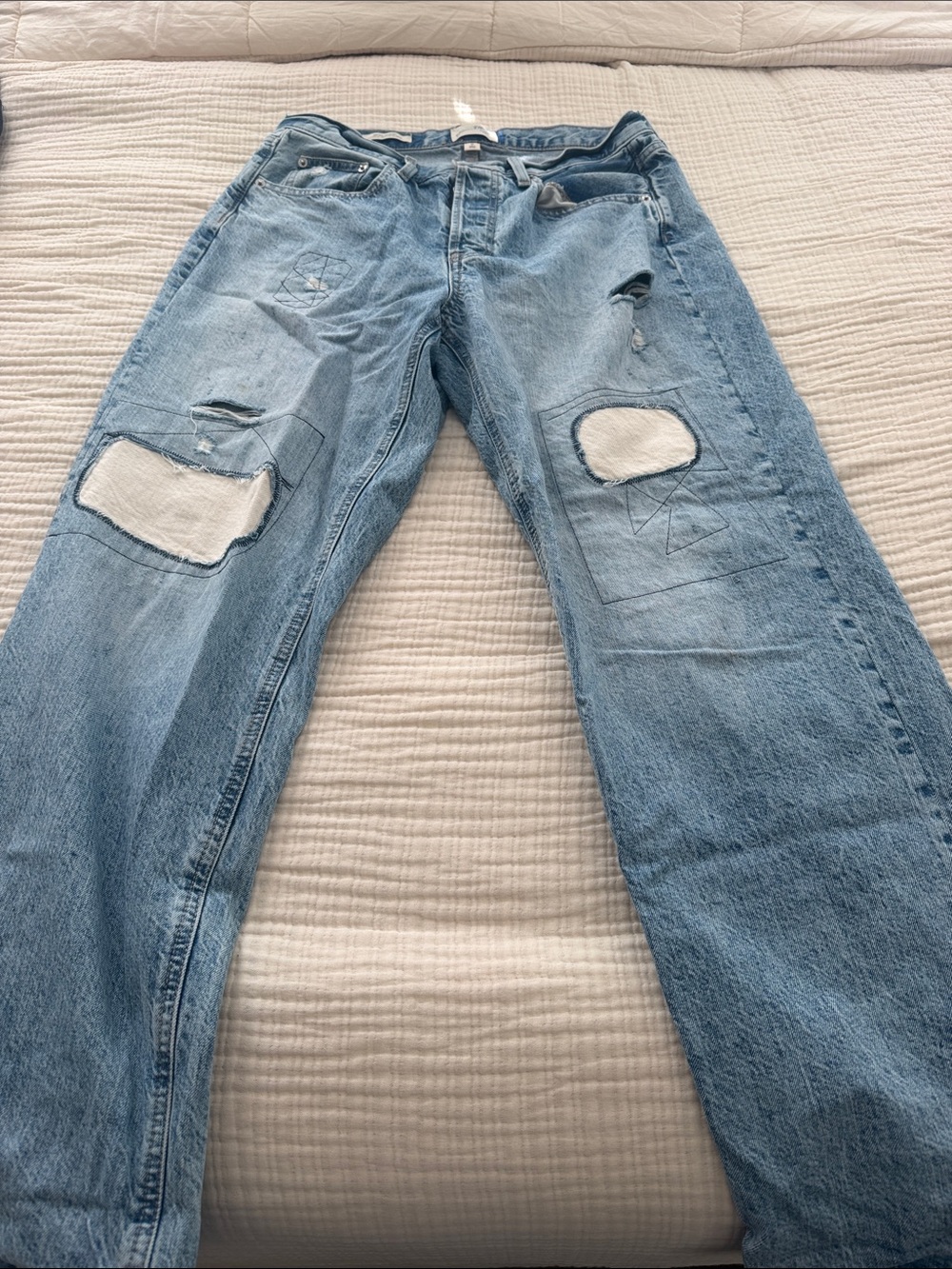Universal Thread Light Blue Patchwork Relaxed Jeans